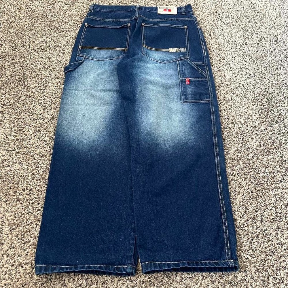 Men's White and Blue Jeans